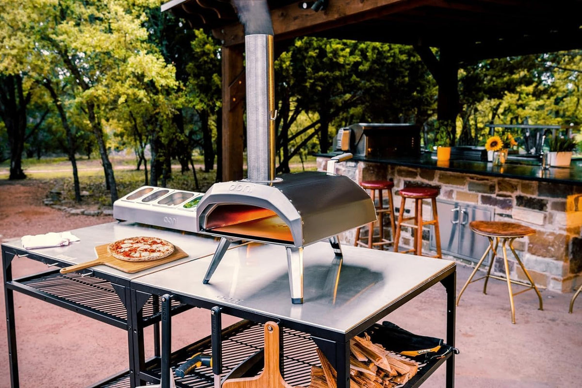 ooni Large Modular Outdoor Table - 31x31x35 Inch Stainless Steel Pizza Oven Stand