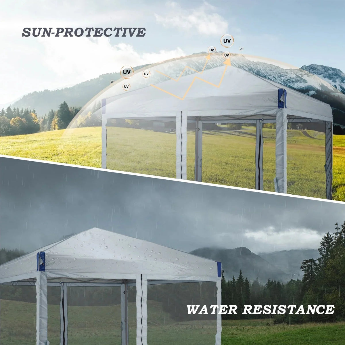 Aoodor Pop Up Canopy 12'x12' With Removable Mesh Sidewalls - Black