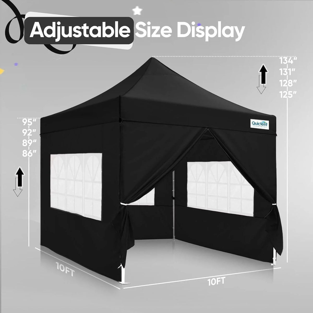 Quictent 10 x 10 ft Pop-Up Canopy Tent With Reflective Top, Fluorescent Rope And Vented Top