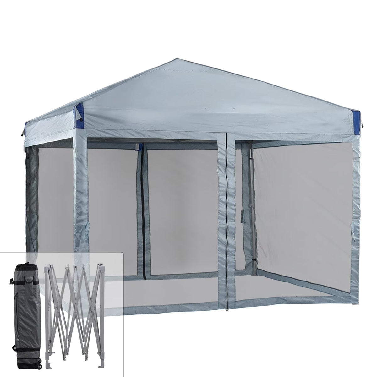Aoodor Pop Up Canopy 12'x12' With Removable Mesh Sidewalls - Black