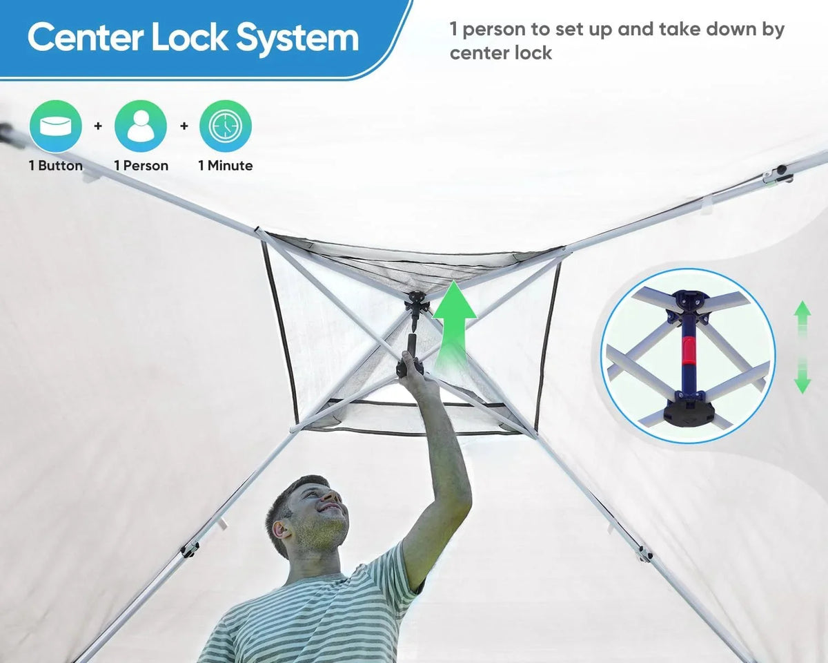 Quictent 10 x 10 ft Pop-Up Canopy Tent With Reflective Top, Fluorescent Rope And Vented Top