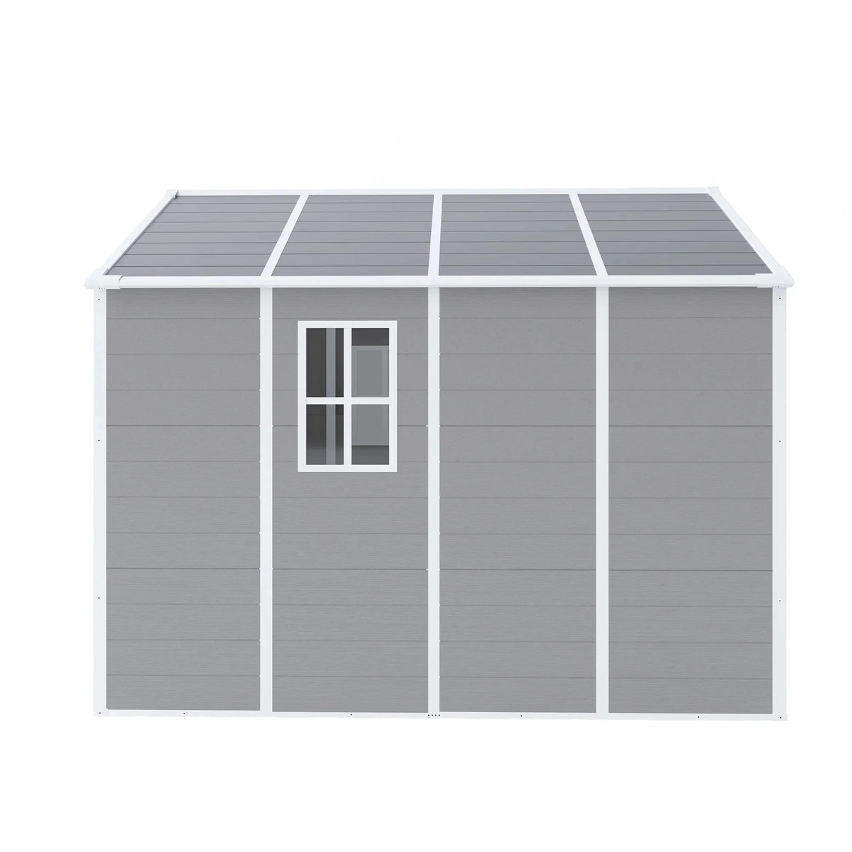 Seizeen Outdoor Resin Storage Shed, 41 Cu. Ft. / 306 Gal, Gray, 3 Doors With Floor