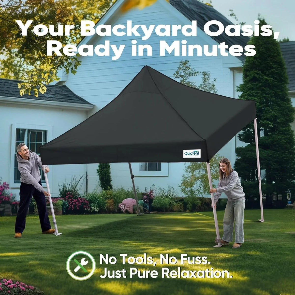 Quictent 10 x 10 ft Pop-Up Canopy Tent With Reflective Top, Fluorescent Rope And Vented Top