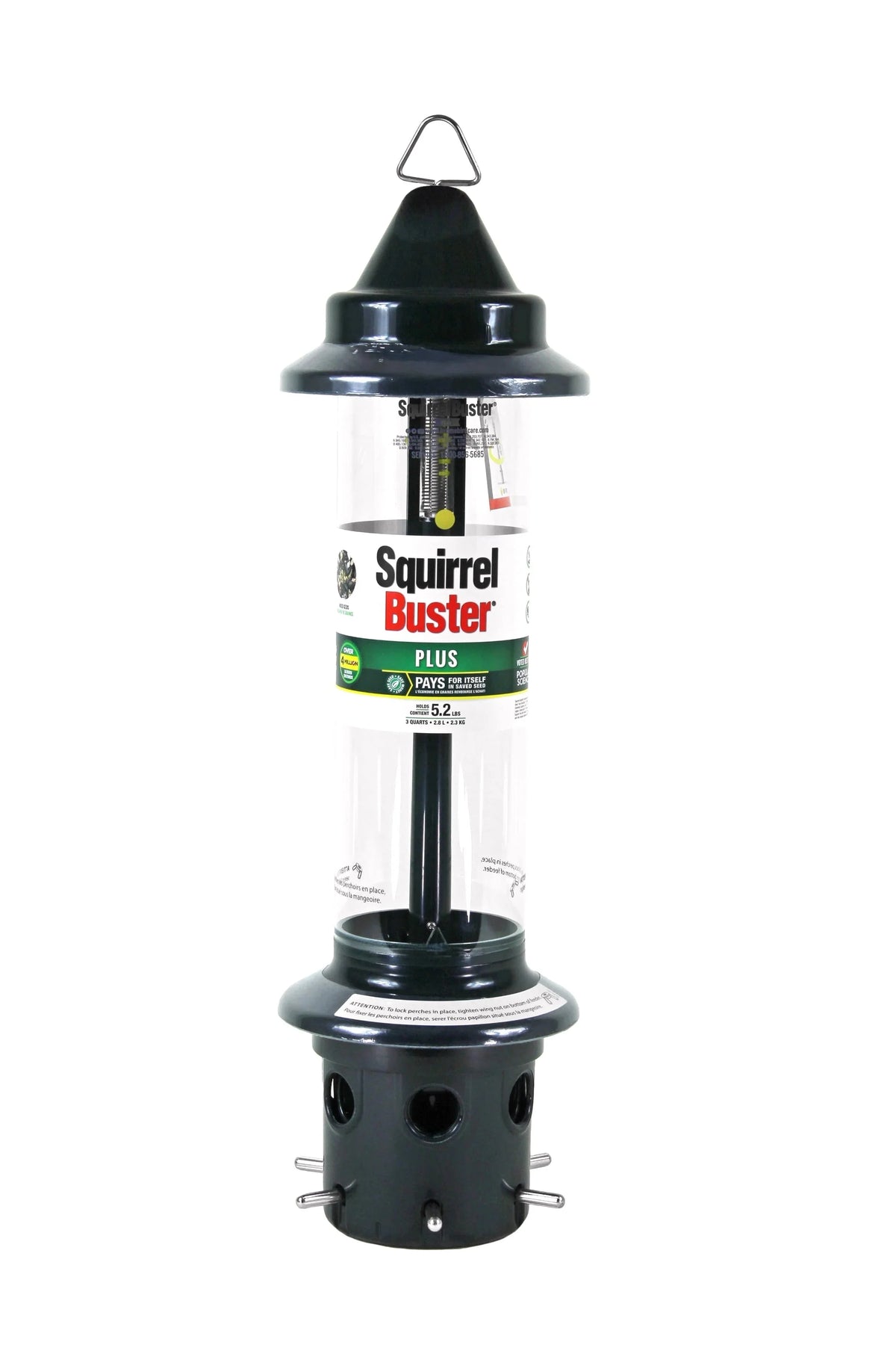 Brome Squirrel Buster Plus Tube Bird Feeder, 23 in, 3 Qt, 2 Pack - Cardinal Perch Ring