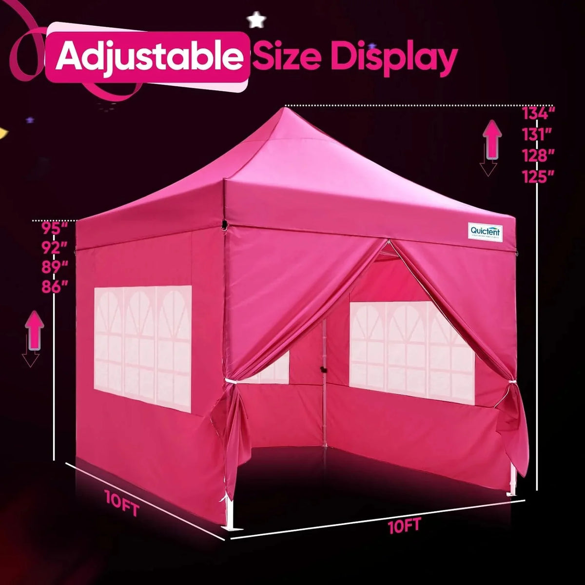 Quictent 10 x 10 ft Pop-Up Canopy Tent With Reflective Top, Fluorescent Rope And Vented Top