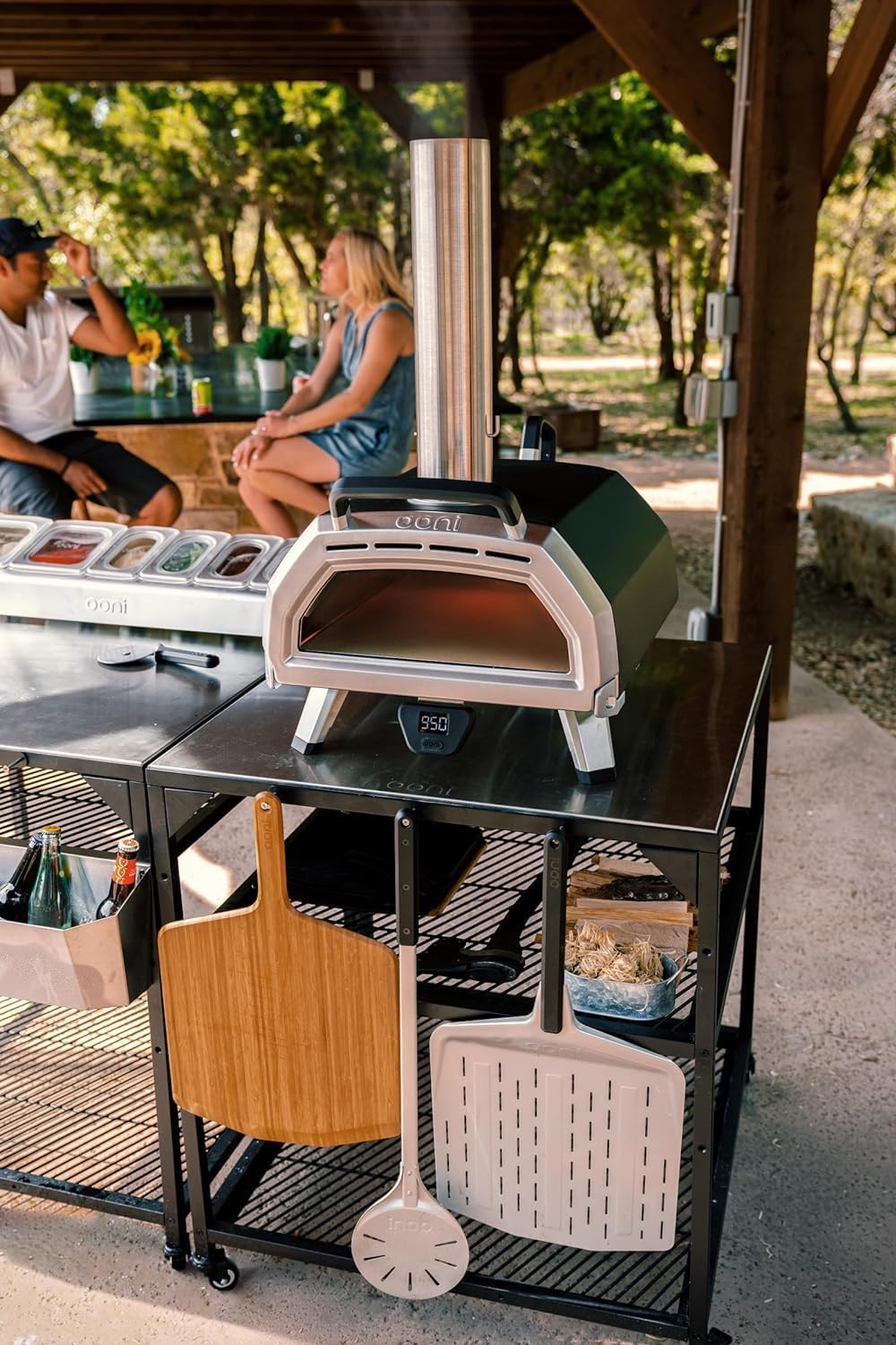 ooni Large Modular Outdoor Table - 31x31x35 Inch Stainless Steel Pizza Oven Stand