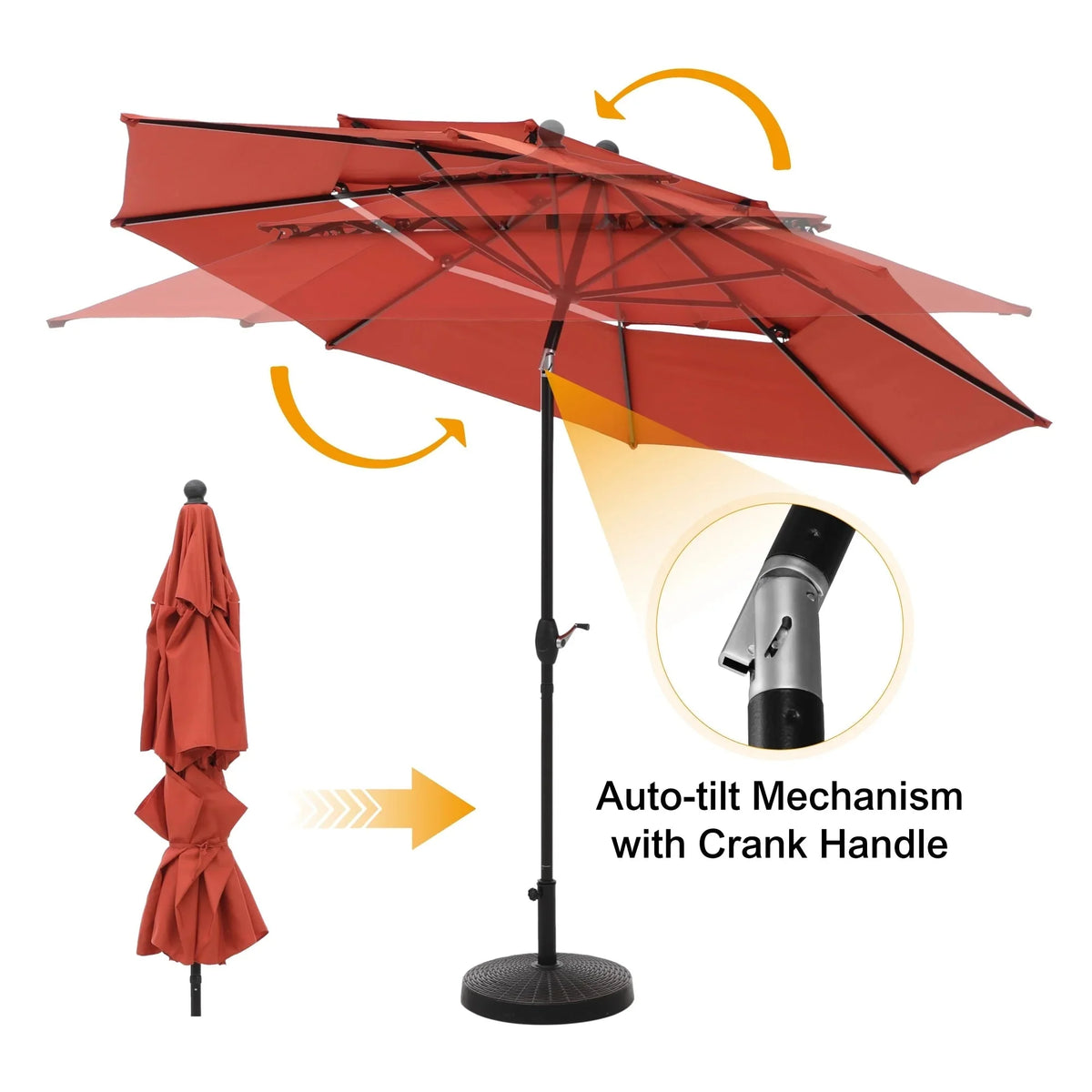 MAISON ARTS 6-Piece Patio Dining Set With 4 Adjustable Folding Chairs, Square Metal Table And 10ft Umbrella