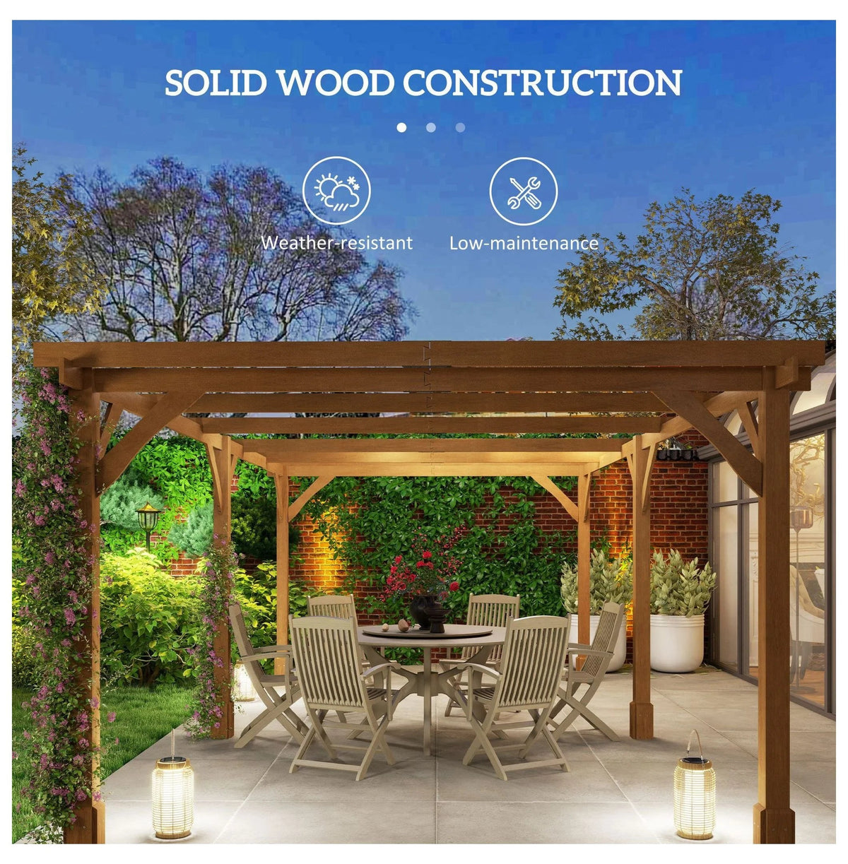 Wood Pergola 20 x 10 ft Dark Brown