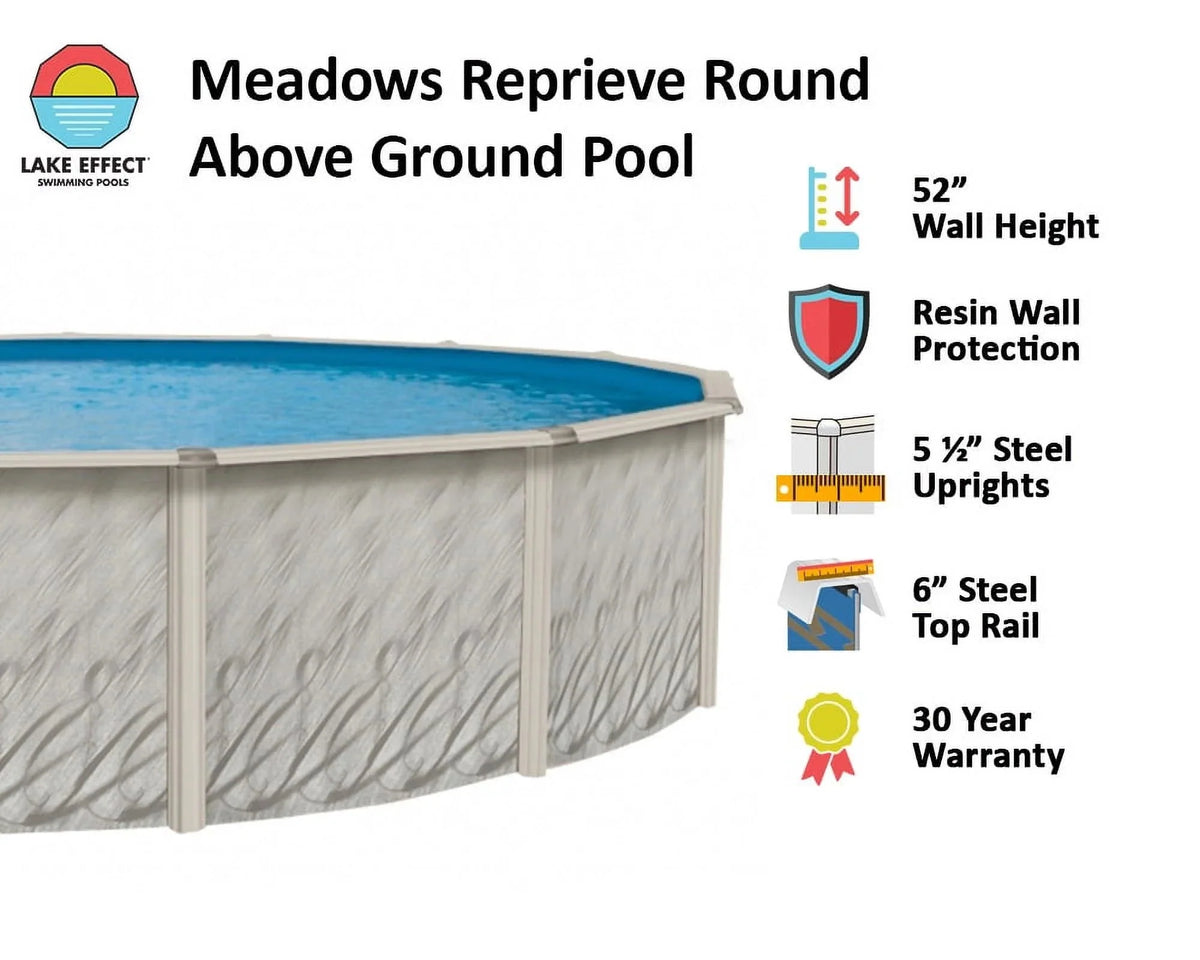 Lake Effect Pools Above-Ground Swimming Pool, 12' Round, 52 in Wall - Meadows