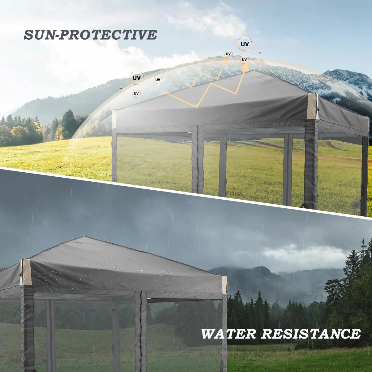Aoodor Pop Up Canopy 12'x12' With Removable Mesh Sidewalls - Black