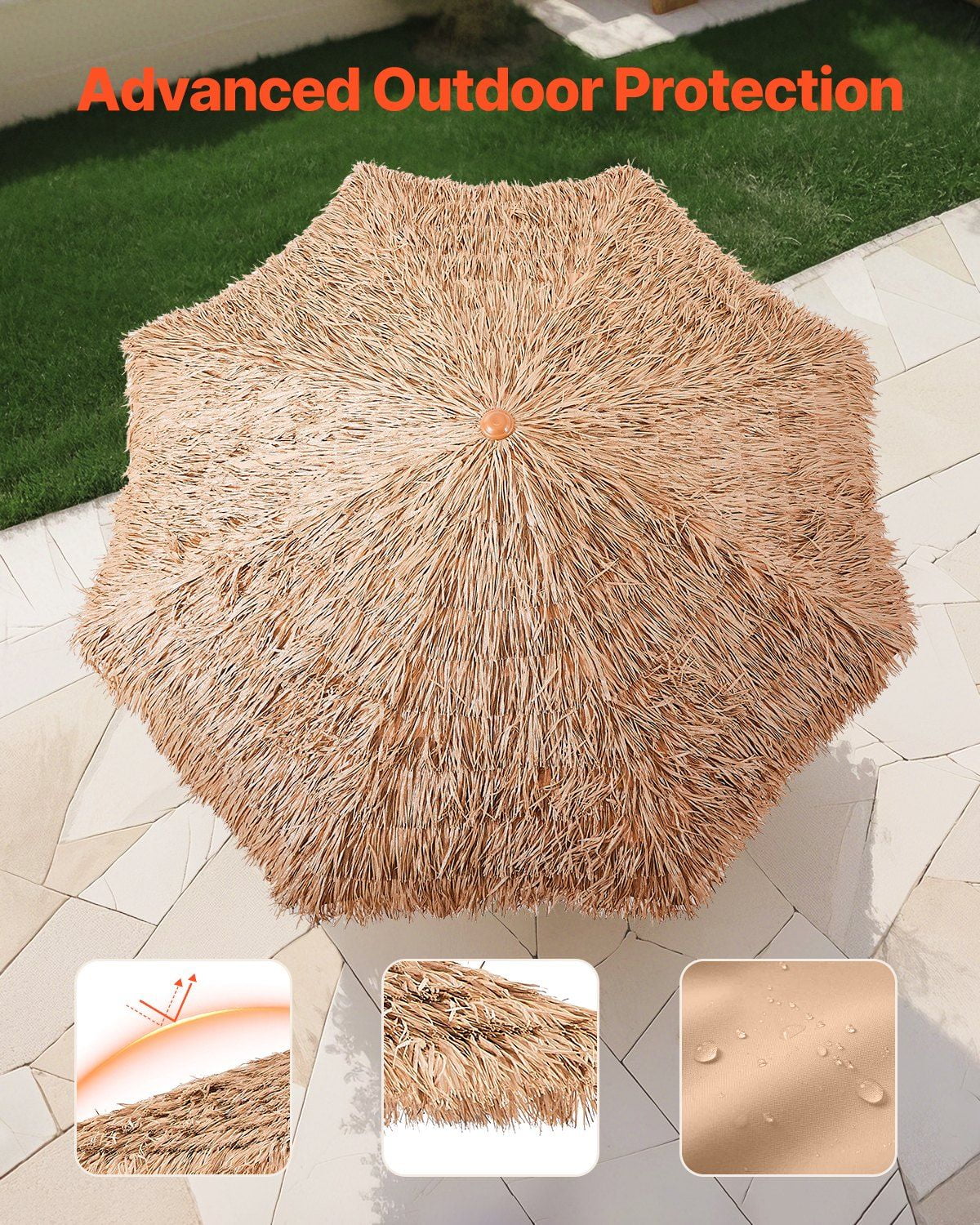 Thatched Tiki Patio Umbrella 9 ft