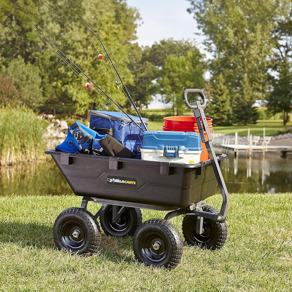 Gorilla Carts Utility Dump Wagon 6 Cubic Feet 1200 lb Capacity Black - GOR6PS