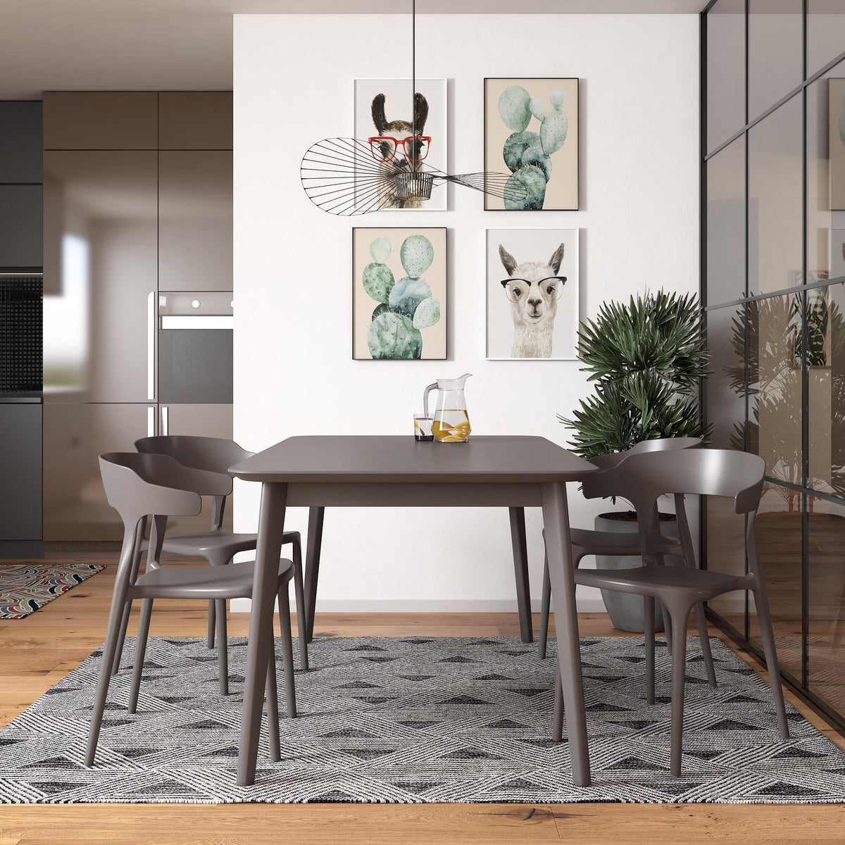 Novogratz Poolside Felix Stacking Dining Chairs, Indoor/Outdoor, 4-Pack, Charcoal