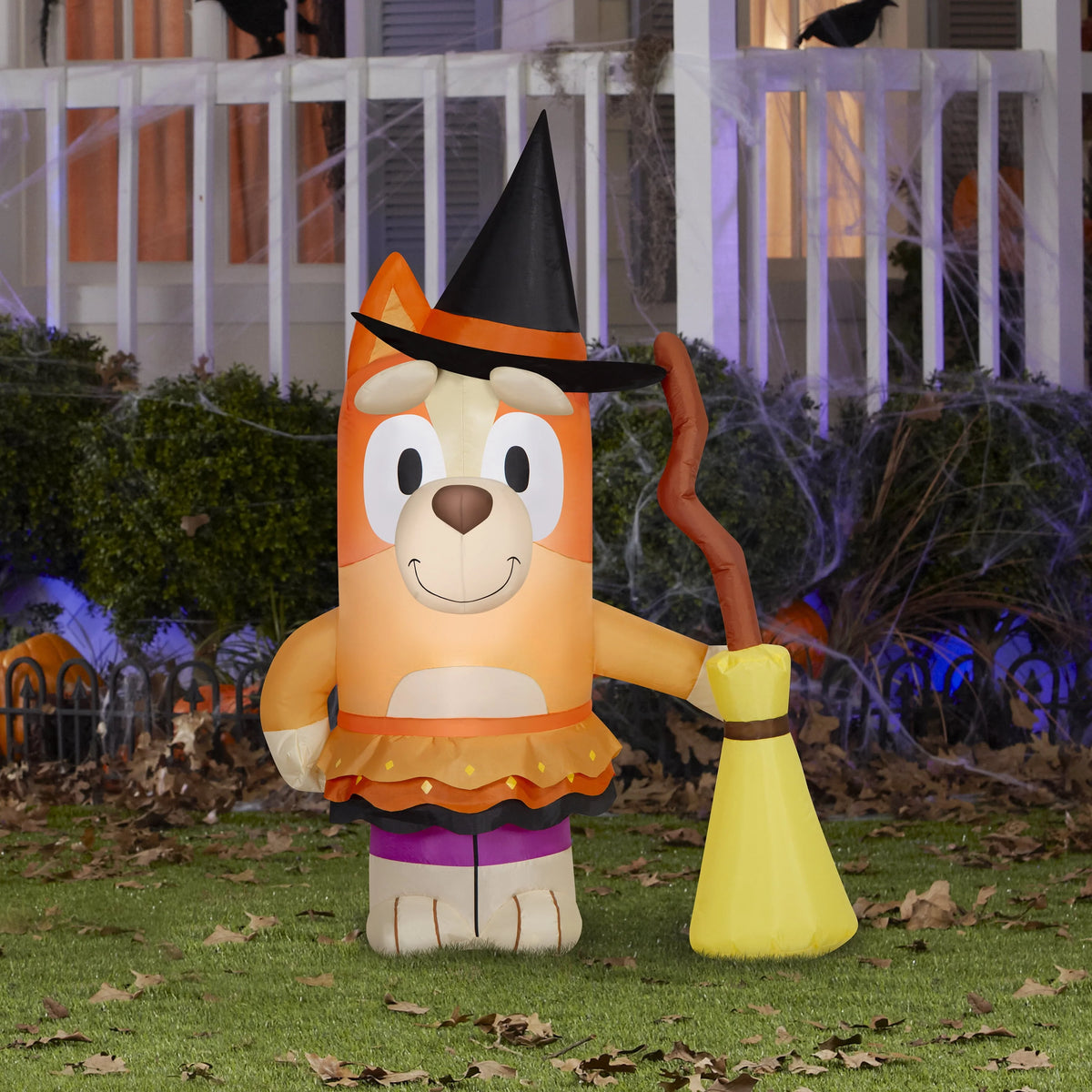 Gemmy Halloween Inflatable Bingo in Witch Costume (Bluey), 3.5 ft Tall, Multi