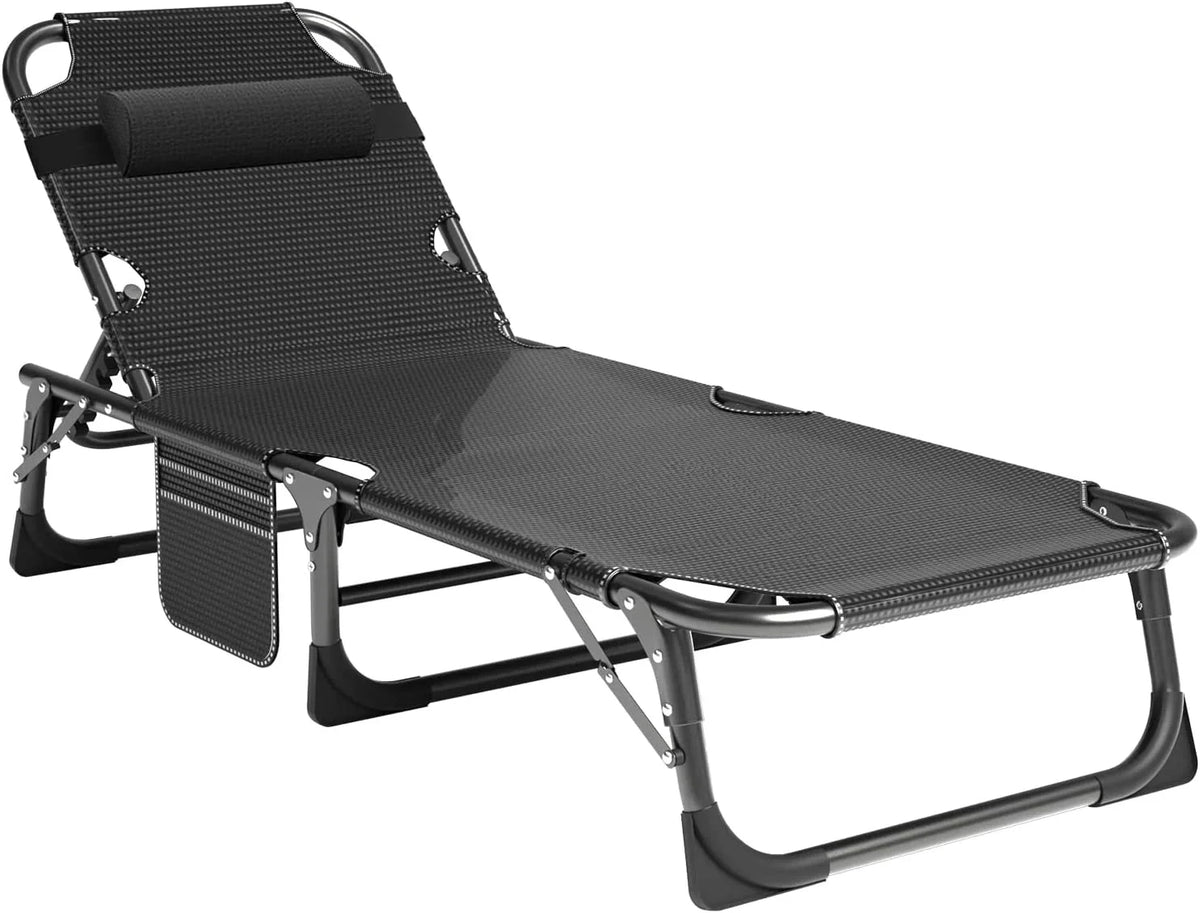 Slsy 5-Position Adjustable Folding Lounge Chair And Cot - 75.2" x 25.6" x 11.8"