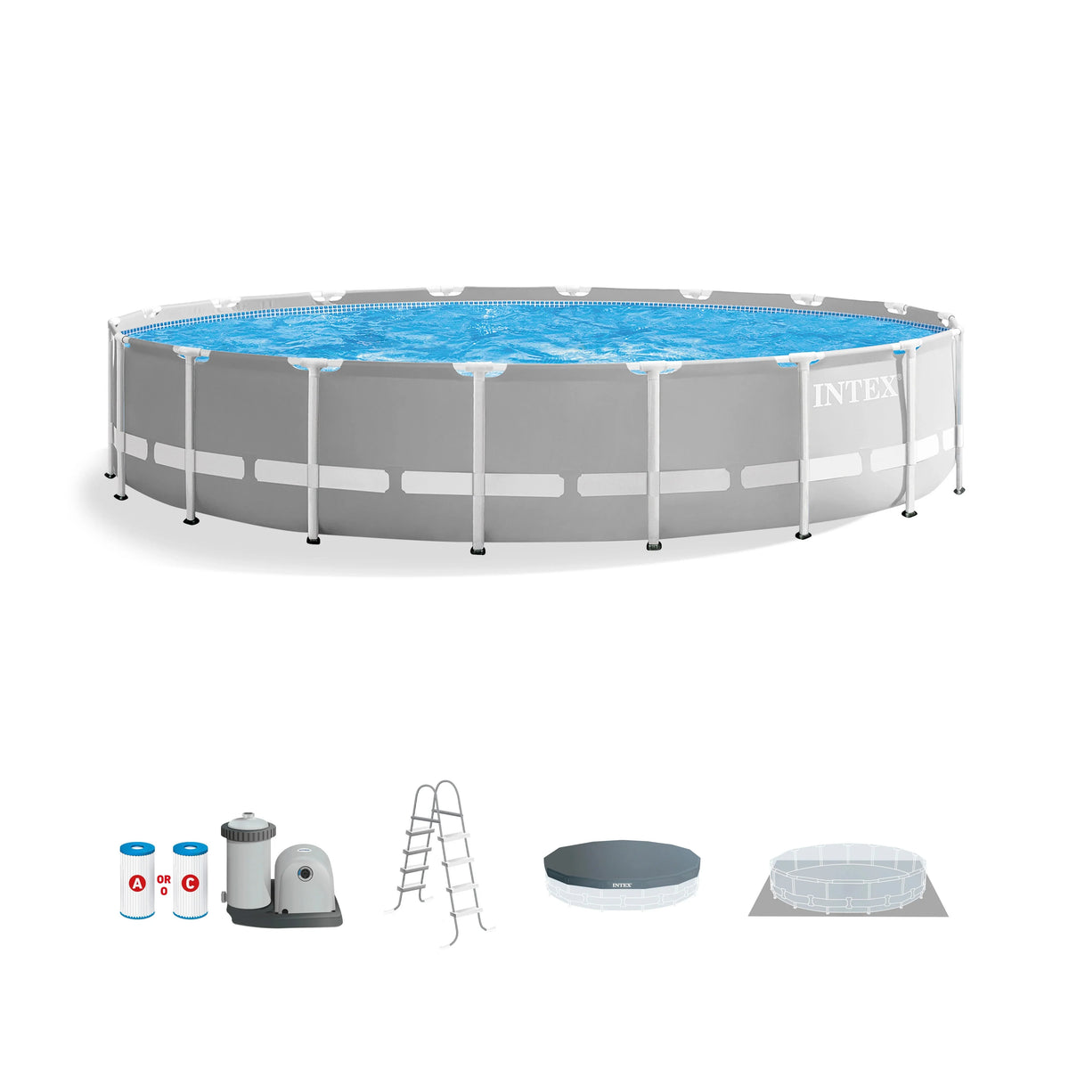 Intex Prism Frame Above Ground Swimming Pool 14ft x 42in With Pump - 26719EH