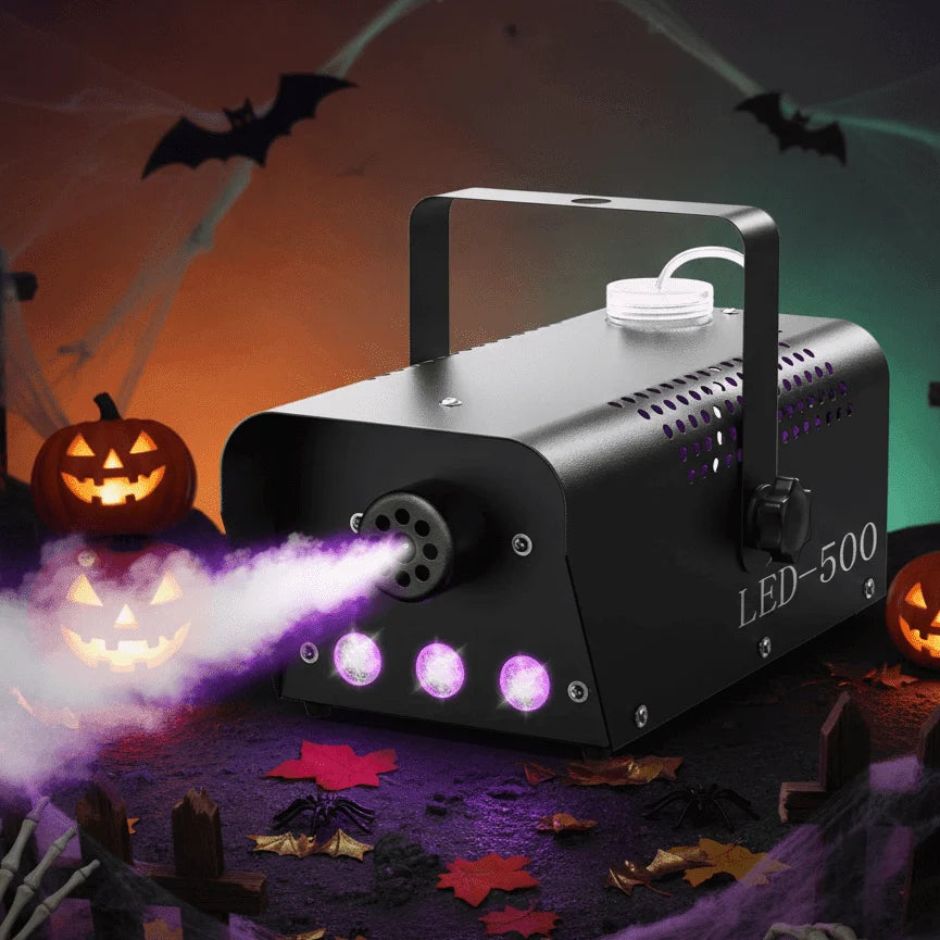500W Fog Machine with RGB LED Lights, Remote Control, 3000CFM, 15 Lighting Effects for Wedding, DJ, Party, Concert, Halloween