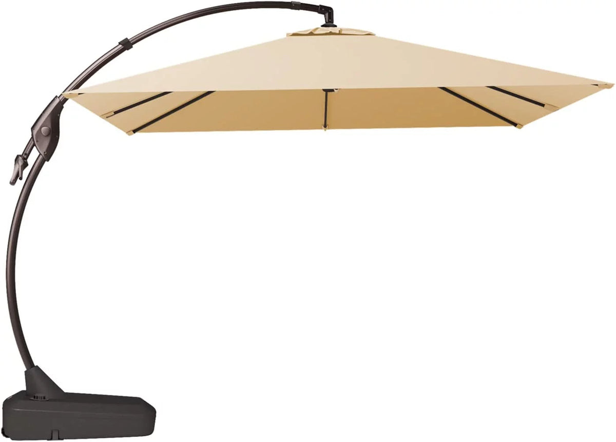 Grand Patio 10x10 ft Deluxe Aluminium Offset Umbrella With Base, Champagne - Napoli