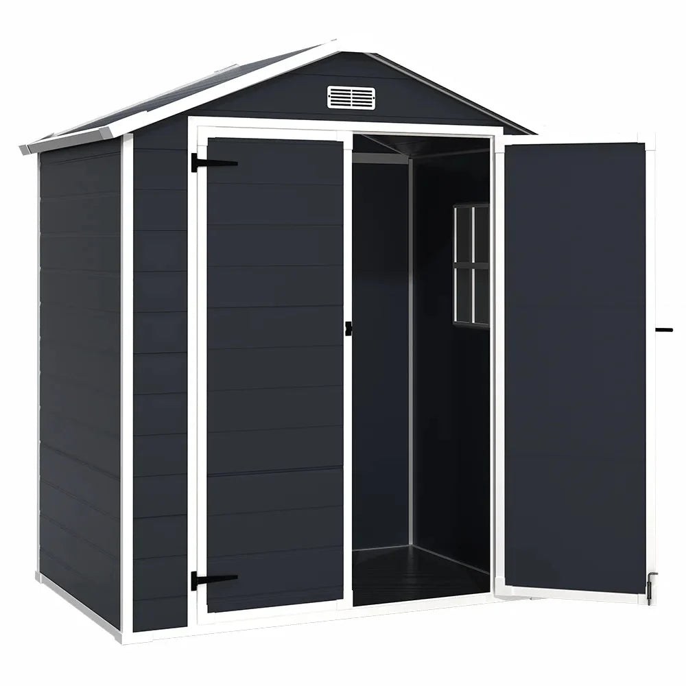 Seizeen Resin Outdoor Storage Shed With Floor, Light Gray, 82 in H