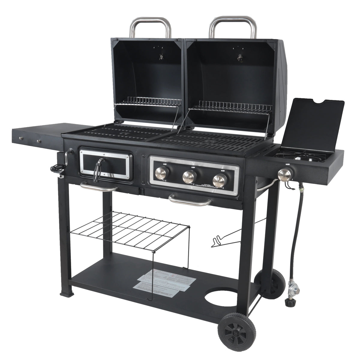 Dual Fuel Gas And Charcoal Combo Grill, Black With Stainless - GBC1793W
