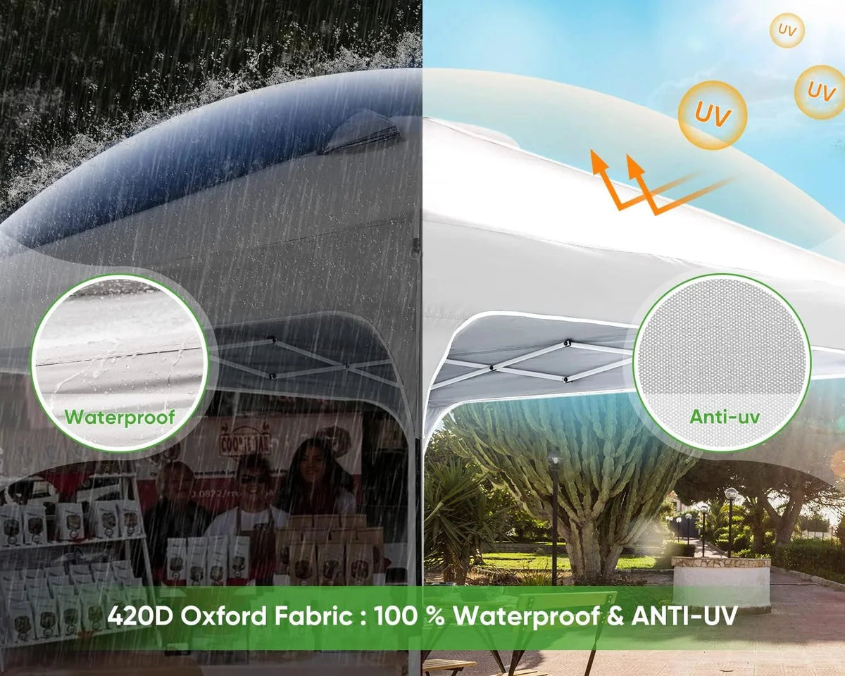Quictent 10 x 10 ft Pop-Up Canopy Tent With Reflective Top, Fluorescent Rope And Vented Top