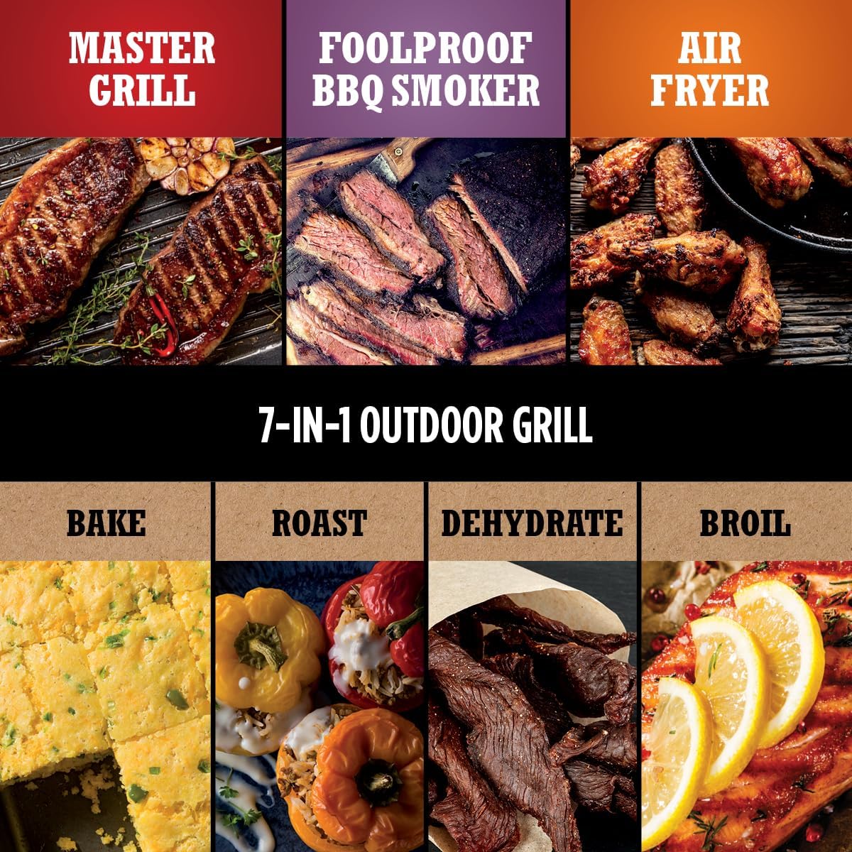 Ninja Woodfire Pro Outdoor Grill, 7-in-1, Grey XL With Built-In Thermometer - OG751