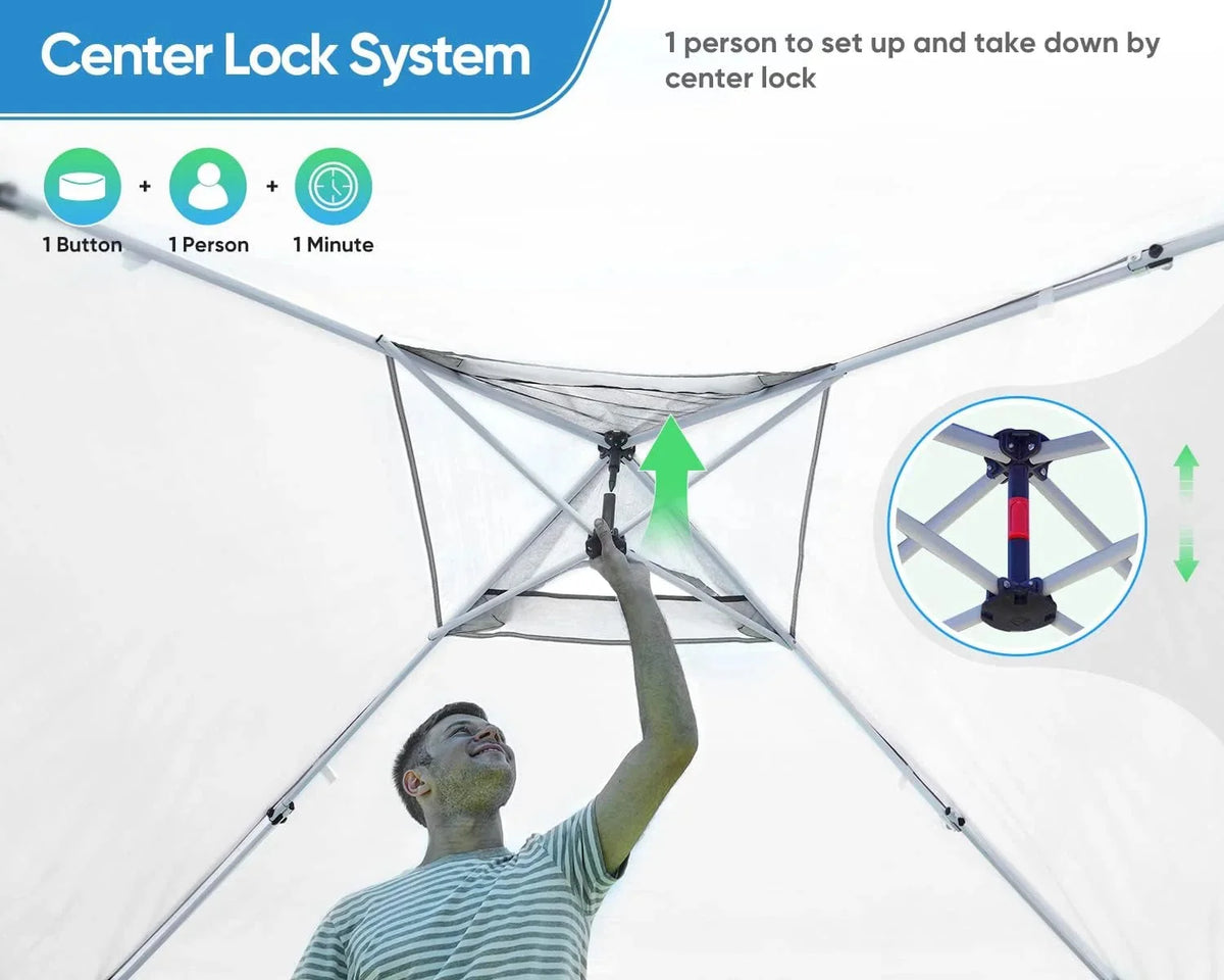 Quictent 10 x 10 ft Pop-Up Canopy Tent With Reflective Top, Fluorescent Rope And Vented Top