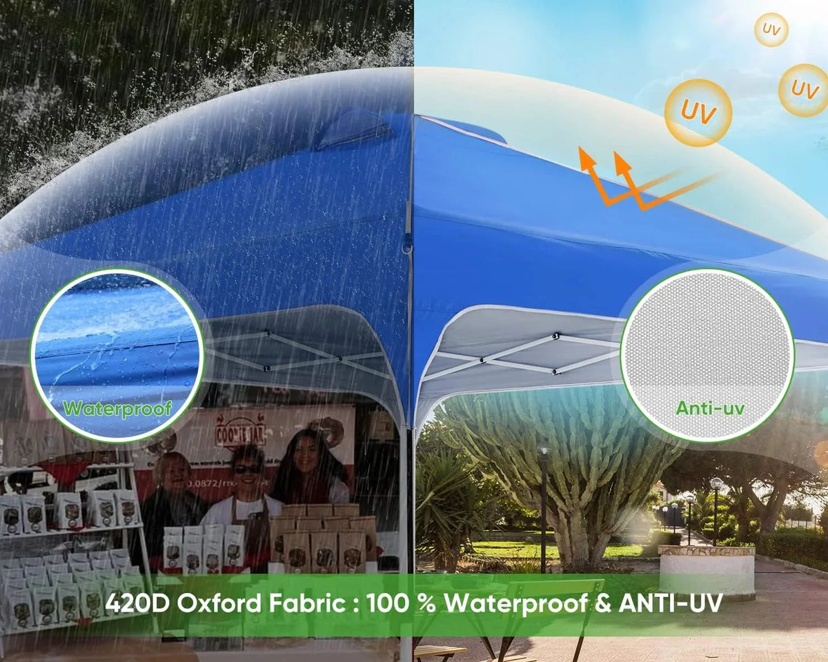 Quictent 10 x 10 ft Pop-Up Canopy Tent With Reflective Top, Fluorescent Rope And Vented Top