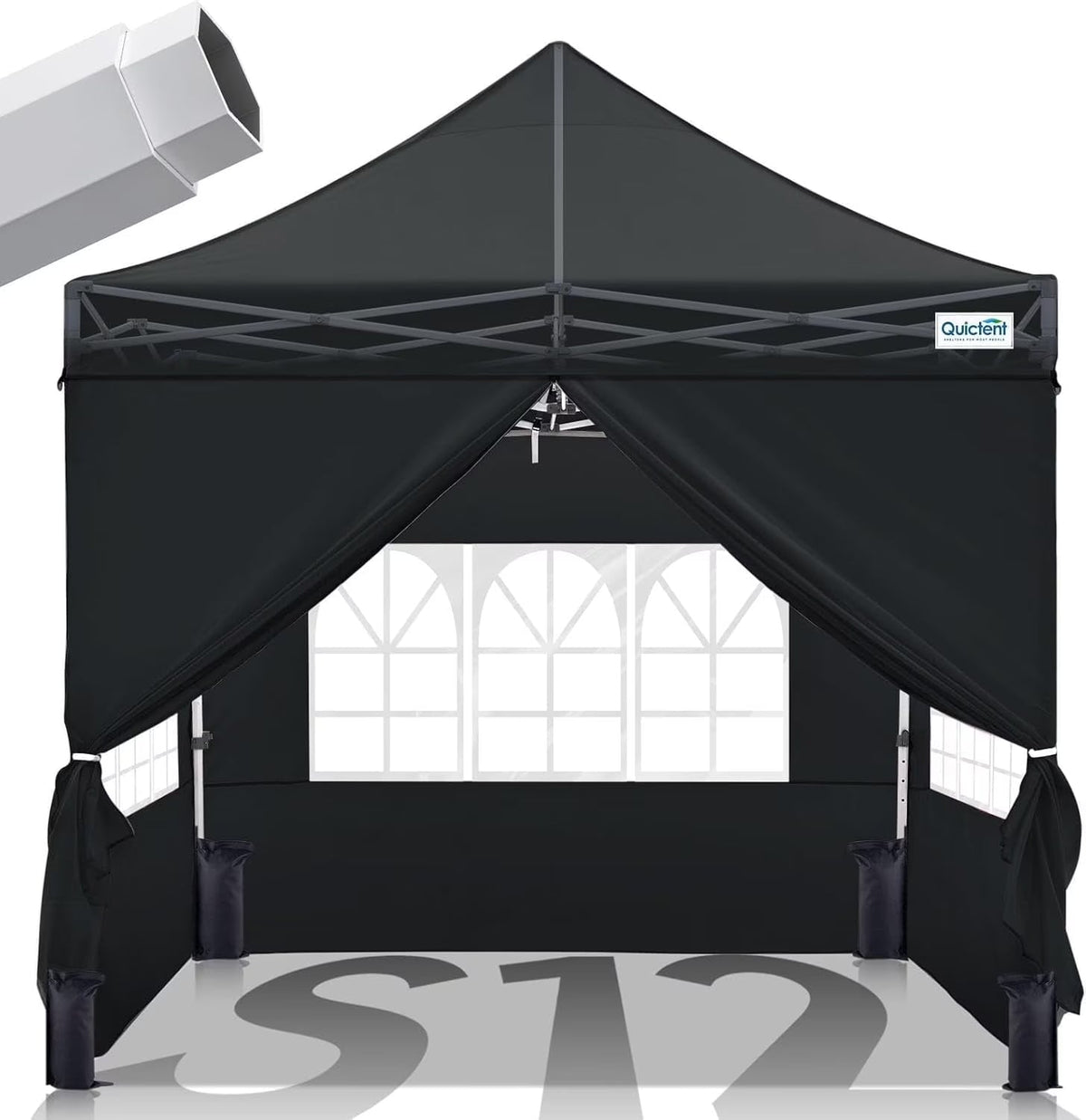 Quictent 10 x 10 ft Pop-Up Canopy Tent With Reflective Top, Fluorescent Rope And Vented Top