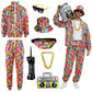 GYQMBT 80s 90s Men's Sportswear, Party Hip Hop Windbreaker 90s Disco Sportswear, 80s Adult Bizarre Costume 8 Piece Set