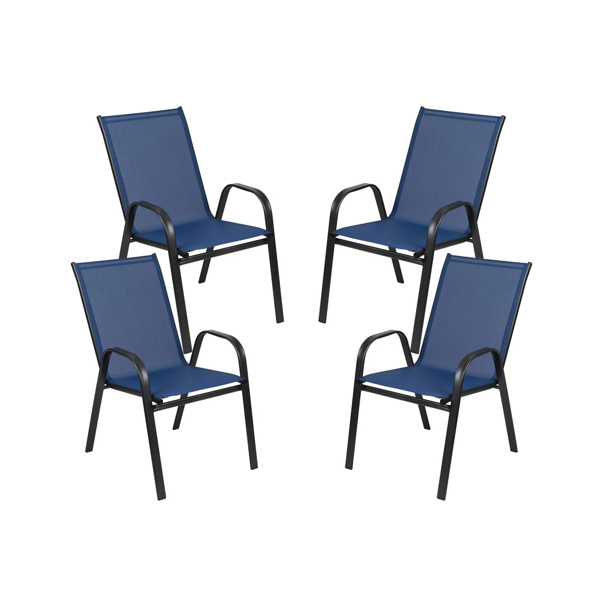 Emma + Oliver Outdoor Stack Chairs, Gray, 4 Pack, 21.25in W x 29in D x 36in H