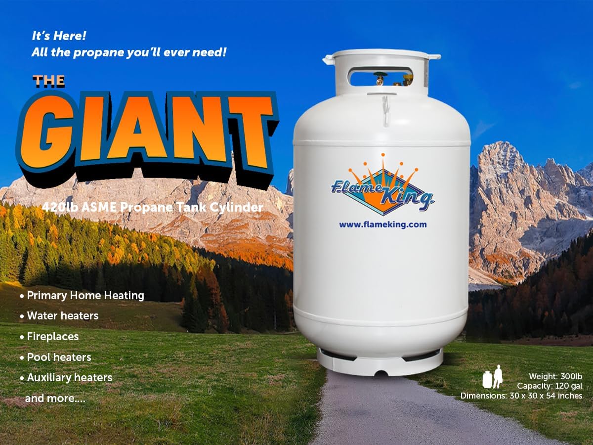Flame King Vertical Propane Tank 420LB - White