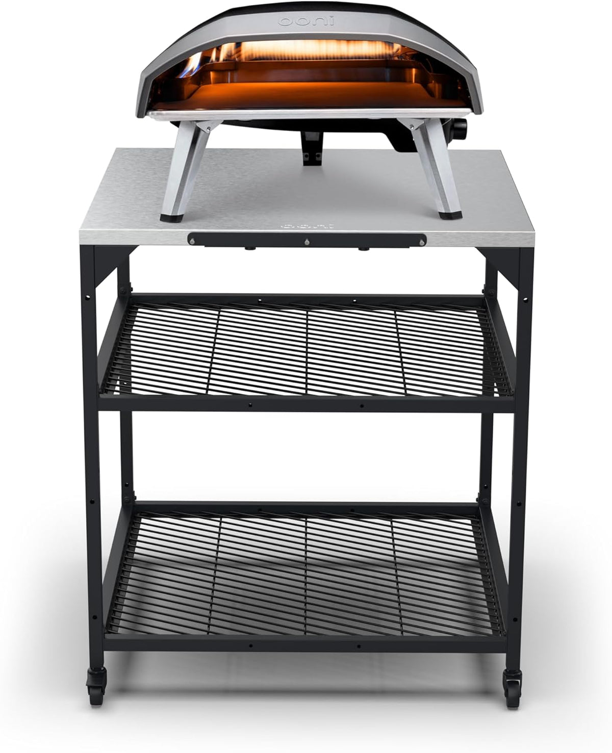 ooni Large Modular Outdoor Table - 31x31x35 Inch Stainless Steel Pizza Oven Stand