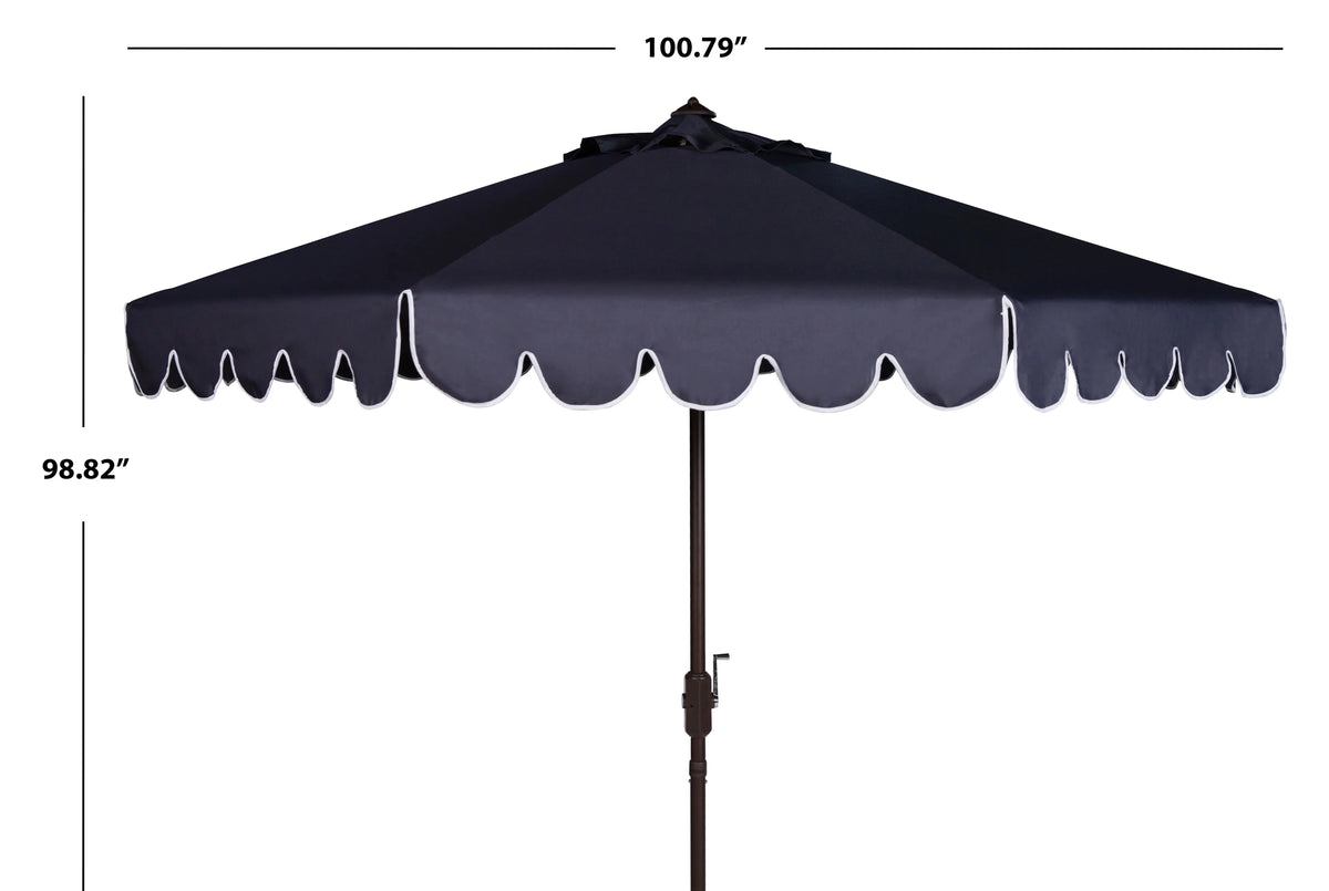 Safavieh Patio Umbrella 9' Crank Tilt Navy/White - Venice