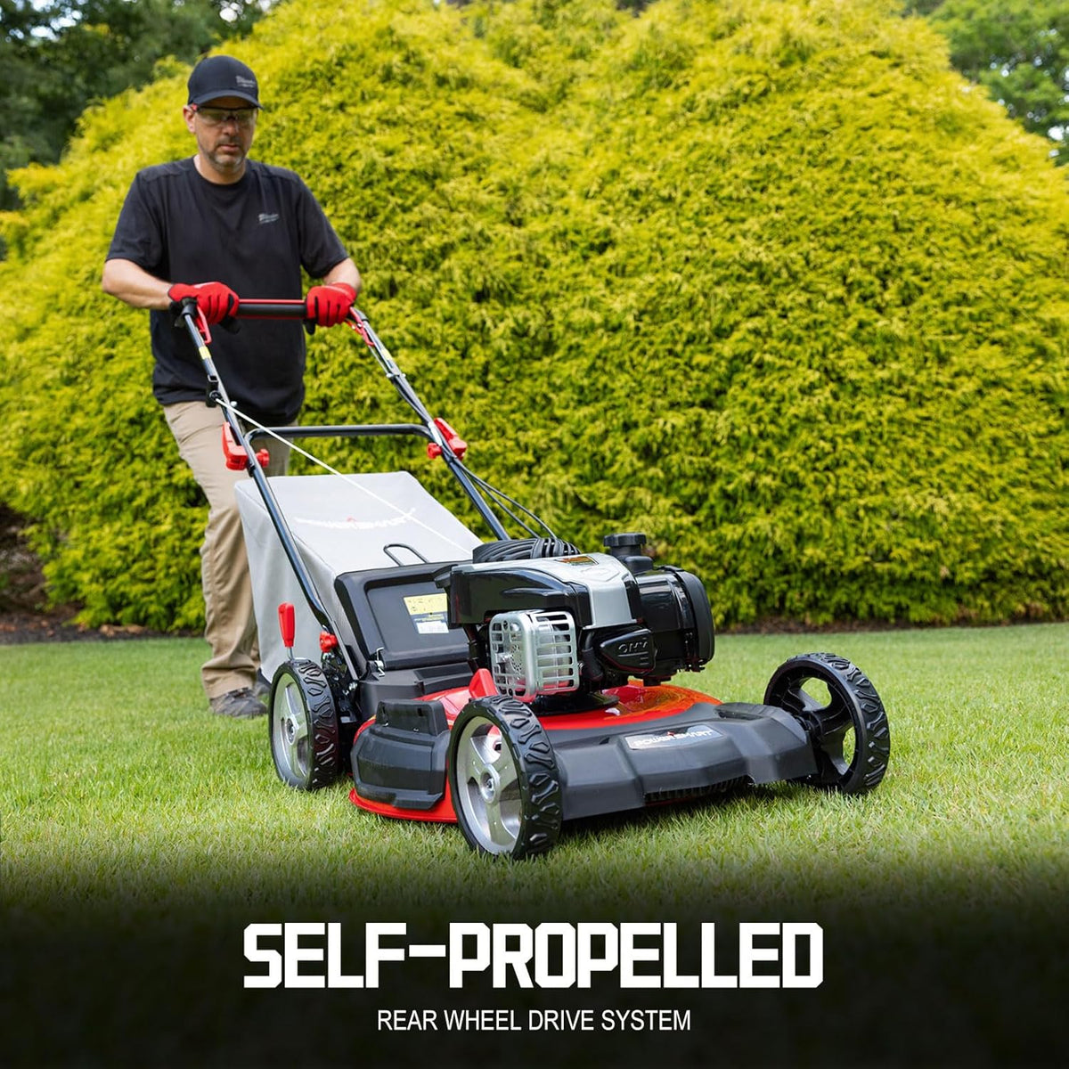 PowerSmart Self-Propelled Gas Lawn Mower 22-Inch 140cc Briggs & Stratton E550 Engine - 3-In-1 Rear-Wheel Drive