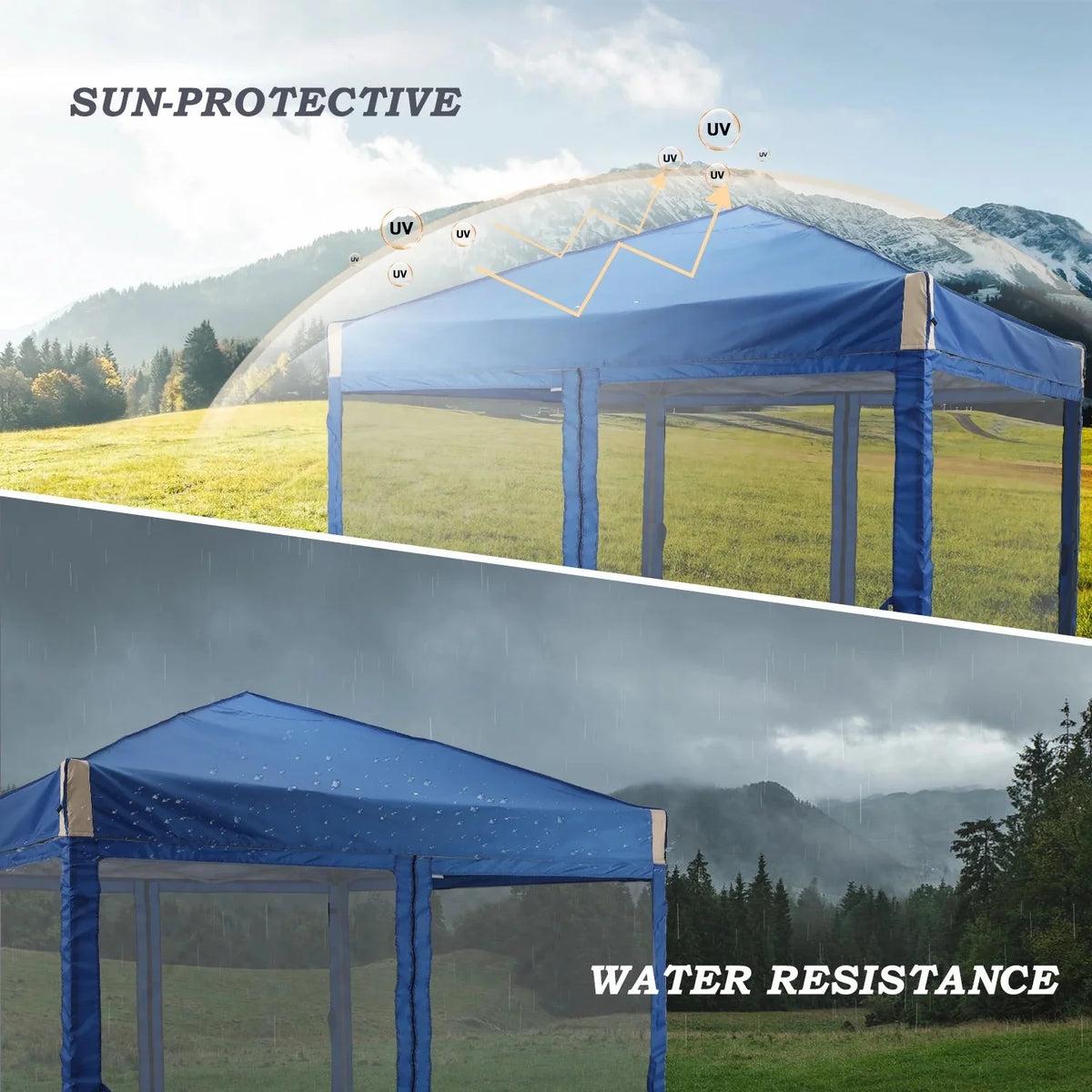 Aoodor Pop Up Canopy 12'x12' With Removable Mesh Sidewalls - Black