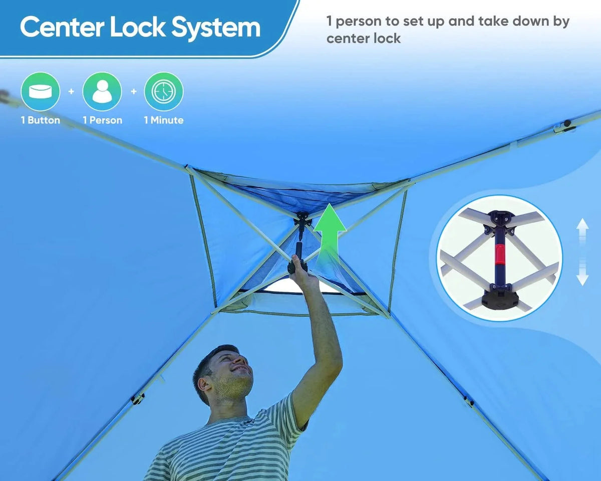 Quictent 10 x 10 ft Pop-Up Canopy Tent With Reflective Top, Fluorescent Rope And Vented Top