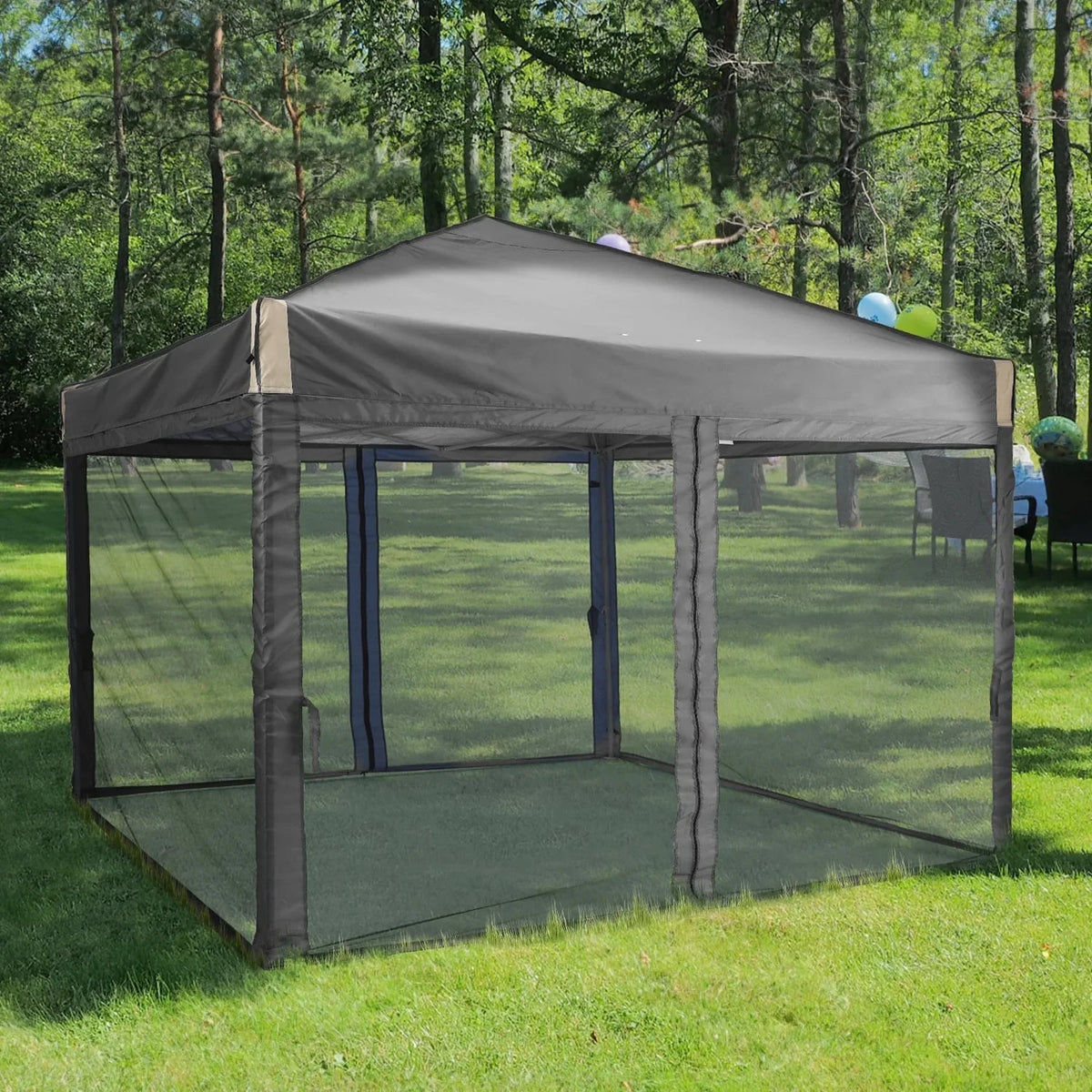 Aoodor Pop Up Canopy 12'x12' With Removable Mesh Sidewalls - Black
