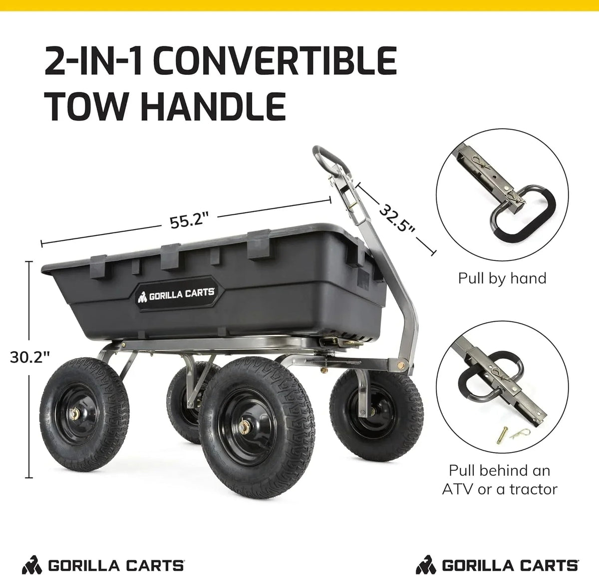 Gorilla Carts Utility Dump Wagon 6 Cubic Feet 1200 lb Capacity Black - GOR6PS