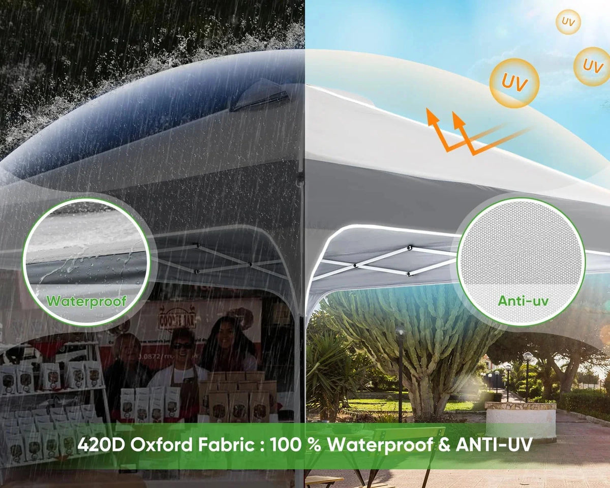 Quictent 10 x 10 ft Pop-Up Canopy Tent With Reflective Top, Fluorescent Rope And Vented Top