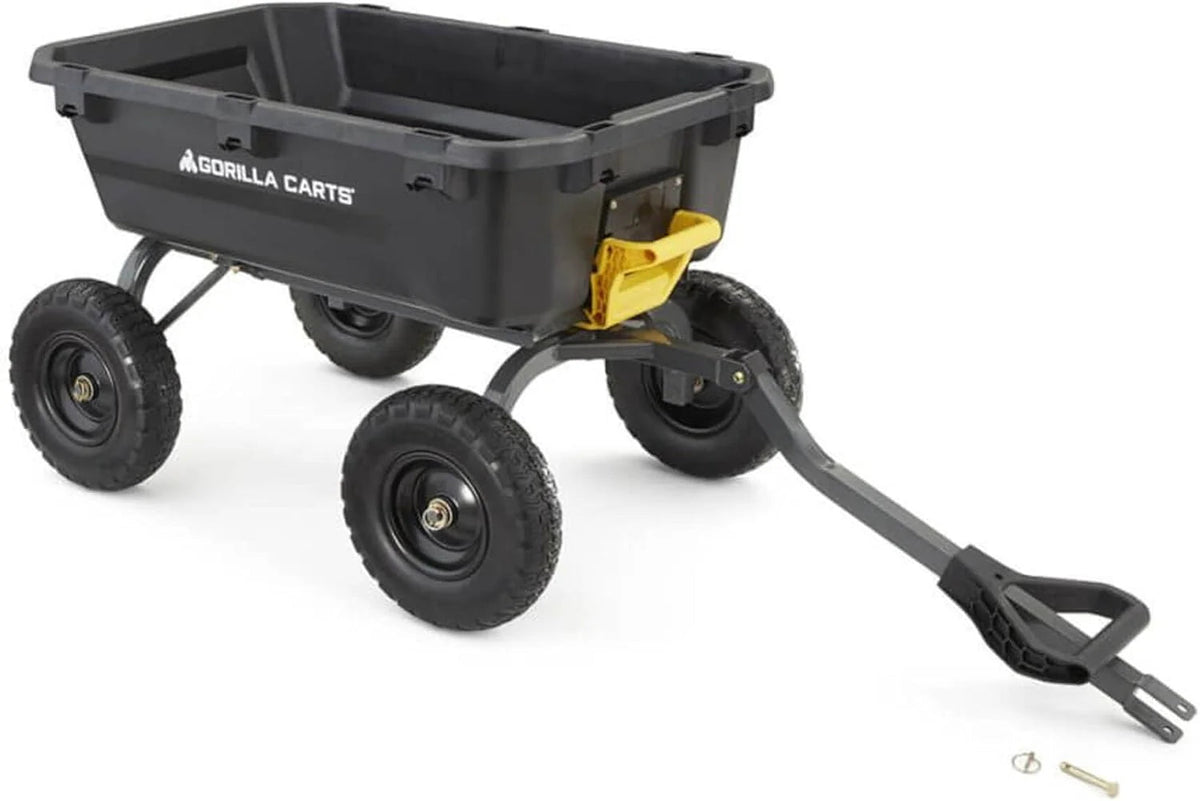 Poly Dump Garden Cart With No-Flat Tires, 7 Cubic Feet, 1200-Pound Capacity, Black - 7GCG-NF