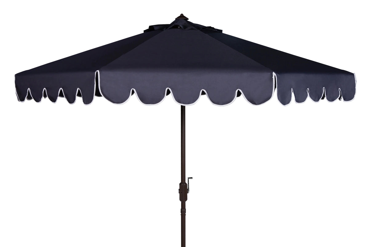 Safavieh Patio Umbrella 9' Crank Tilt Navy/White - Venice
