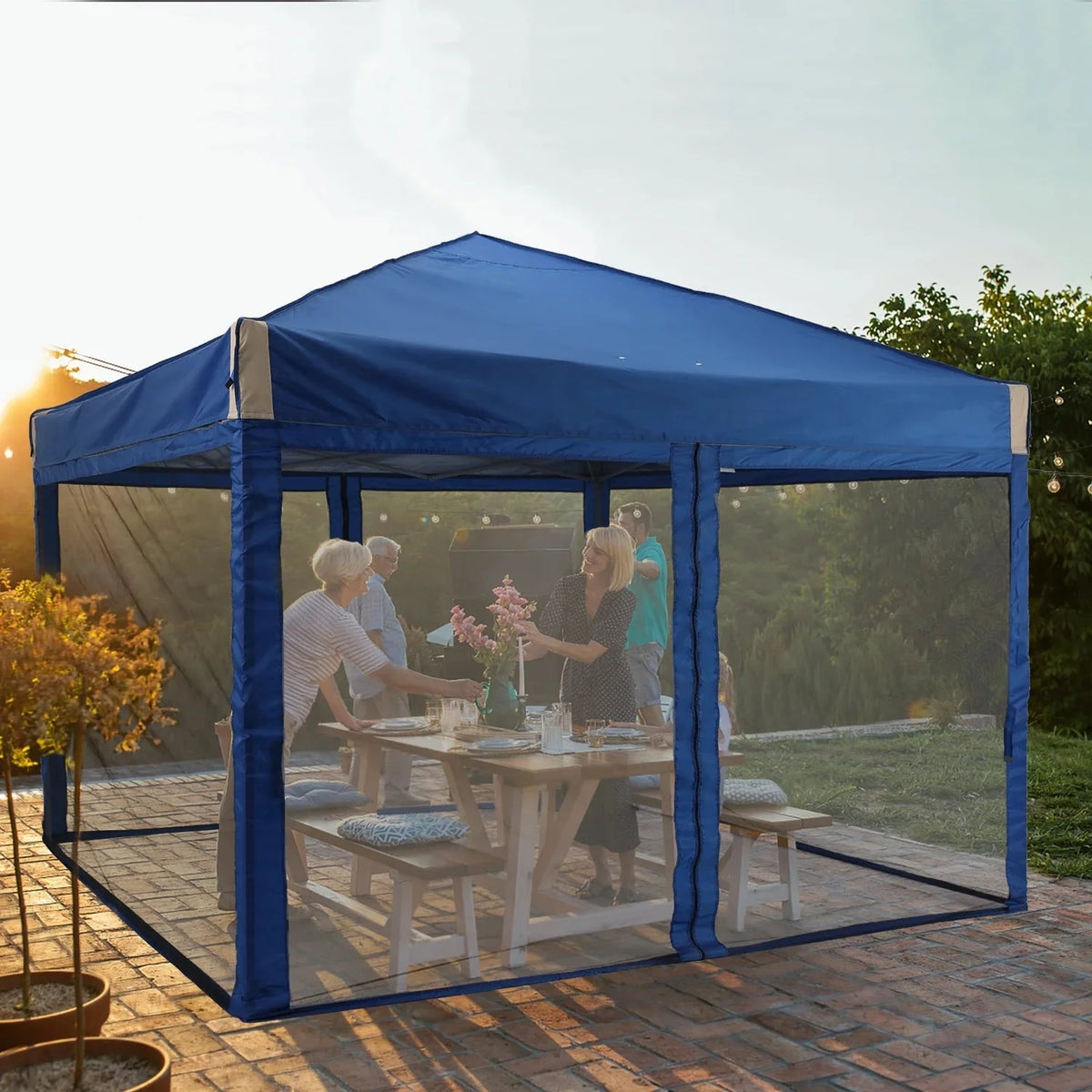 Aoodor Pop Up Canopy 12'x12' With Removable Mesh Sidewalls - Black