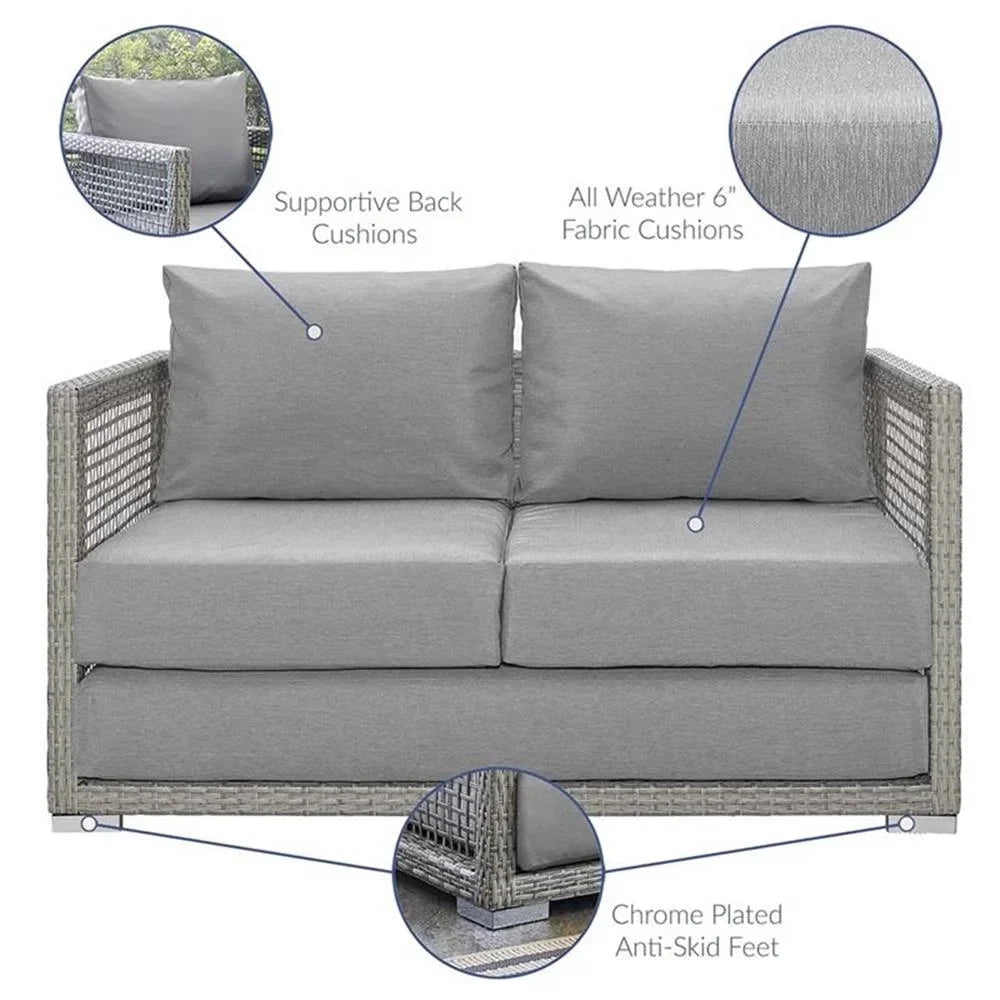 Afuera Living Wicker Patio Loveseat, Gray - 52in W x 32in D