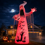 Faburo 12 ft Halloween Inflatable Ghost with Skull and Bleeding Eyeball, Outdoor Blow Up Yard Decoration for Party and Garden