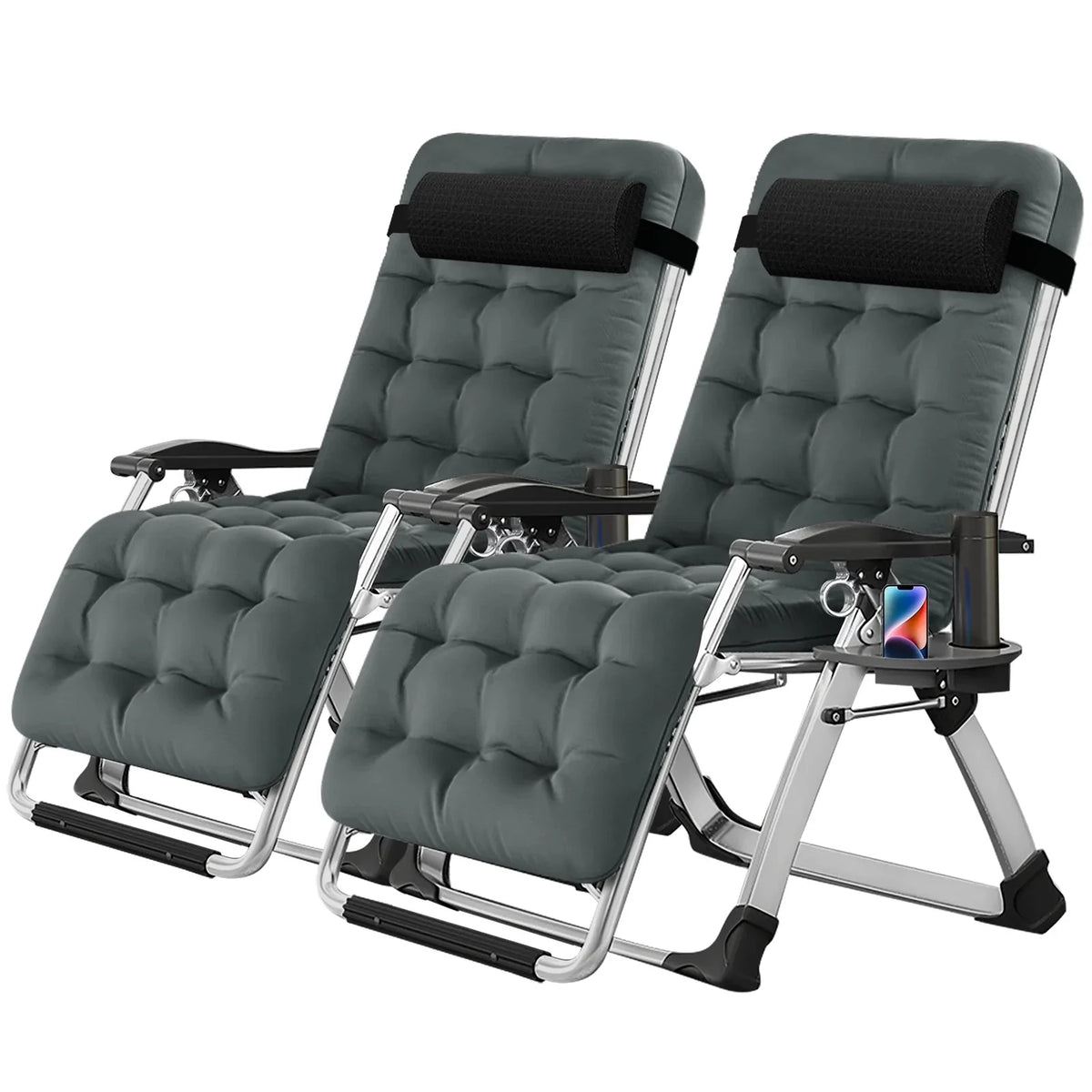 NAIZEA Zero Gravity Lawn Recliner Chairs, 2 Pack, Black