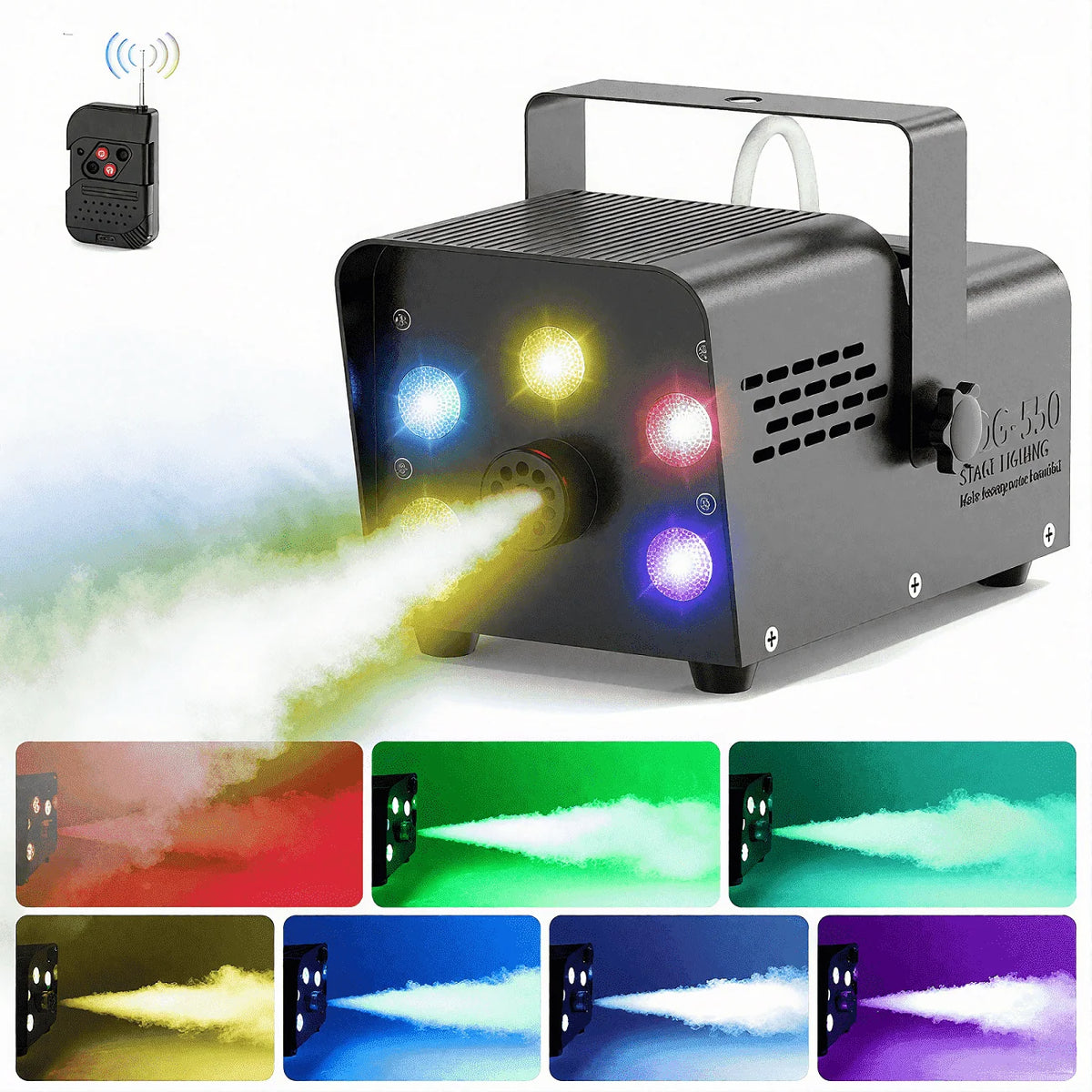 Wondnuga Halloween Fog Machine Smoke Machine 550W 3-in-one RGB Light Beads Smoke Machine Remote Control for Halloween Party Wedding