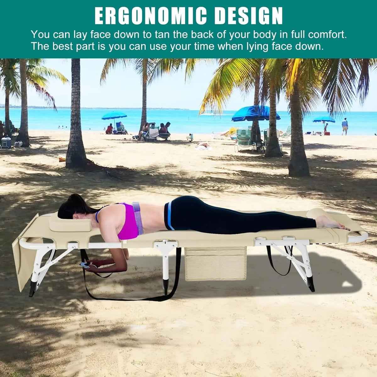 Slsy 5-Position Adjustable Folding Lounge Chair And Cot - 75.2" x 25.6" x 11.8"