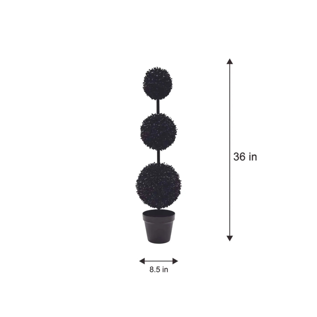 My Texas House Halloween 3-Ball Artificial Black Topiary, 3'