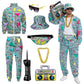 GYQMBT 80s 90s Men's Sportswear, Party Hip Hop Windbreaker 90s Disco Sportswear, 80s Adult Bizarre Costume 8 Piece Set